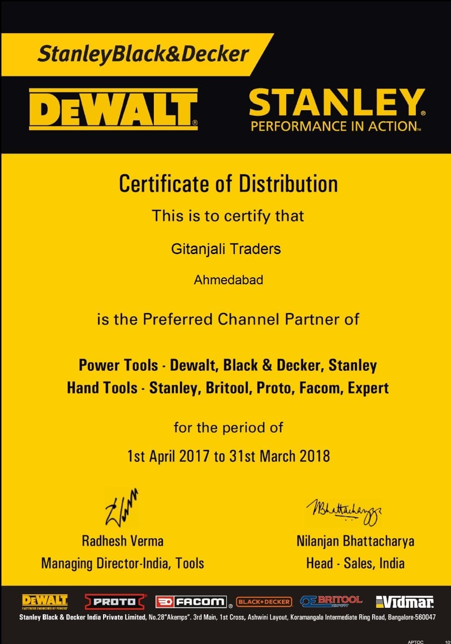 Dewalt certificate